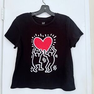 GAP Keith Haring Black Tee with White-Red Graphic—Excellent Condition!